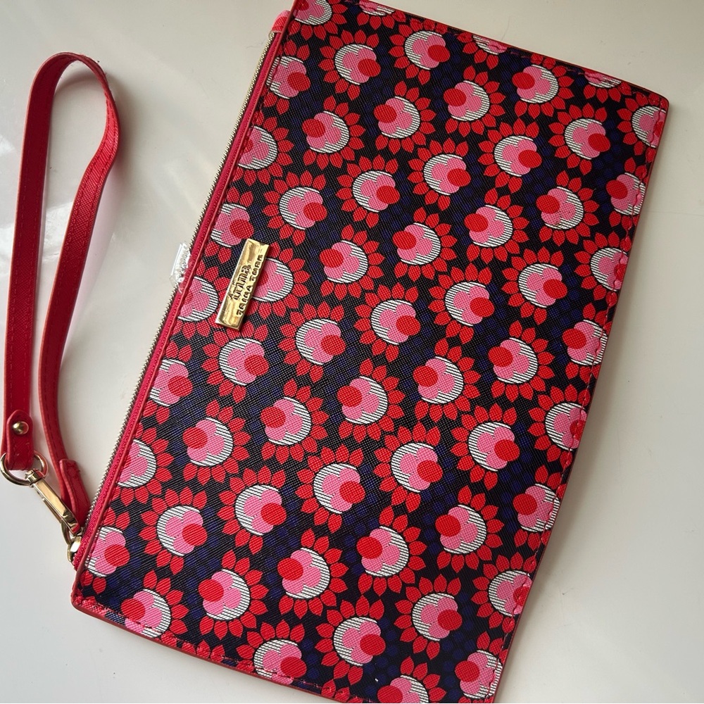 Trina Turk Red, Pink & Navy Floral-Print Wristlet Clutch